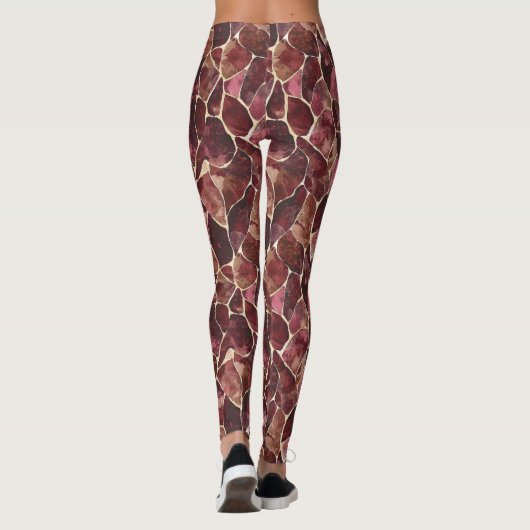 Bourgogne Rood Abstract Leggings (Achterkant)