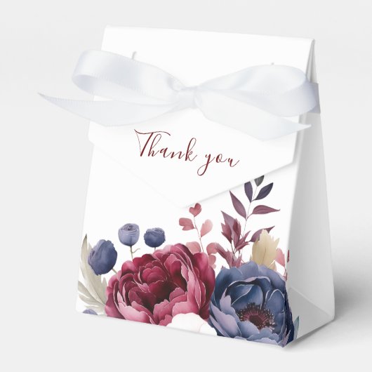 Bourgogne Rood blos roze bloemenbruiloft waterverf Bedankdoosjes (Voorkant Zijde)