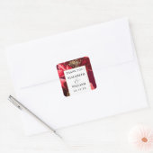 Bourgogne Rood en Goud Bloemen Dank u wel Vierkante Sticker (Envelop)