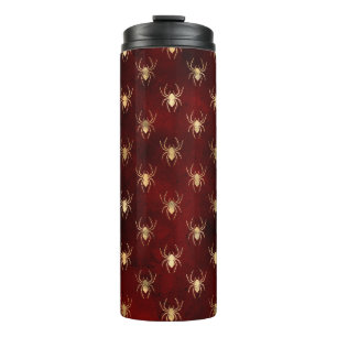 Bourgogne rood en goud Grunge spinpatroon Thermosbeker