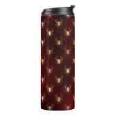 Bourgogne rood en goud Grunge spinpatroon Thermosbeker (Gedraaid links)