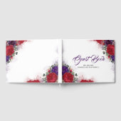 Bourgogne rood en pruim Paarse bloemenbruiloft Gastenboek (Volledig)