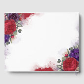 Bourgogne rood en pruim Paarse bloemenbruiloft Gastenboek (Achterkant)