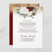 Bourgogne Rood en Wit Bloemen Bruiloft Informatie Informatiekaartje (Voorkant / Achterkant)