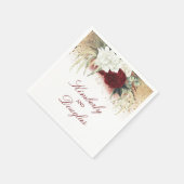 Bourgogne Rood en Wit Bloemen Bruiloft Servet (Hoek)