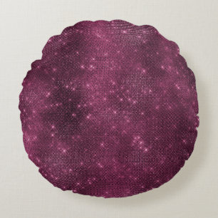 Bourgogne Rood en Zilveren Sparkle Rond Kussen
