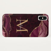 Bourgogne Rood Goud Glitter Agaat Edelsteen Monogr Case-Mate iPhone Case (Achterkant (horizontaal))