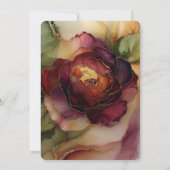 Bourgogne Rood Goud Roos Bloemen Huwelijk Kaart (Achterkant)