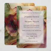 Bourgogne Rood Goud Roos Bloemen Huwelijk Kaart (Voorkant / Achterkant)