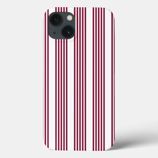 Bourgogne rood met wit vijfstrips Case-Mate iPhone case (Achterkant)