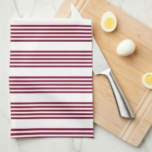 Bourgogne rood met wit vijfstrips theedoek