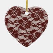 Bourgogne rood wit kant bloemig keramisch ornament (Voorkant)