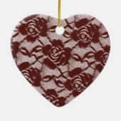 Bourgogne rood wit kant bloemig keramisch ornament (Achterkant)