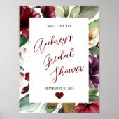 Bourgogne Roos bruiloft Welkomstbord Poster (Voorkant)