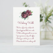 Bourgogne Roos bruiloft Wishing Well Kaarten (Staand voorkant)