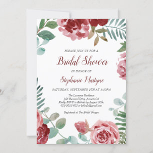 Bourgogne Roos Floral Botanisch Vrijgezellenfeest Kaart