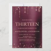 Bourgogne Roos Gold Dertien 13e Verjaardagsfeest Kaart (Voorkant)
