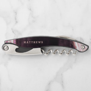 Bourgogne & Roos Gouden Geode Agaat Bruiloft Monog Kurkentrekker