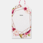 Bourgogne Roos Gouden Geometrische Bruids Display  Cadeaulabel (Achterkant)