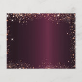 Bourgogne roos gouden glitter menu RSVP kaart (Achterkant)