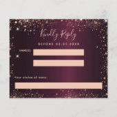 Bourgogne roos gouden glitter menu RSVP kaart (Voorkant)