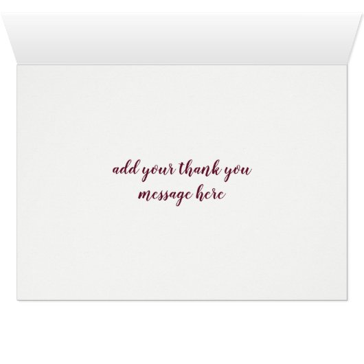 Bourgogne Roos Peach Peony Bruiloft Dank u kaart (Binnen Horizontaal (Onder))