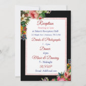 Bourgogne Rose Bird Floral Faire-part de mariage (Dos)