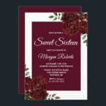 Bourgogne Rose Blanc Bordure Douce 16 Invitation<br><div class="desc">Rose Bourgogne Blanc Bordure Sweet 16 Invitation Voir la collection correspondante en magasin</div>