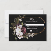 Bourgogne Rose Blanc Floral Or Frame RSVP | (Devant)