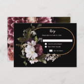 Bourgogne Rose Blanc Floral Or Frame RSVP | (Devant / Derrière)