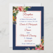 Bourgogne Rose Blue Bird Floral Faire-part de mari (Dos)