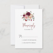 Bourgogne rose Blush Floral RSVP (Devant)