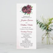 Bourgogne Rose Boeket Trouwceremonie Programma (Staand voorkant)