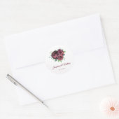 Bourgogne Rose Boeket Waterverf Trouwstickers Ronde Sticker (Envelop)