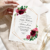 Bourgogne Rose Bohême Floral Faire-part de mariage