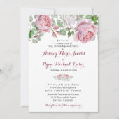 Bourgogne rose Chic Rose Floral Faire-part de mari (Devant)