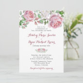 Bourgogne rose Chic Rose Floral Faire-part de mari (Debout devant)