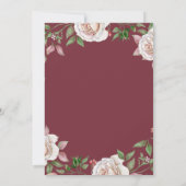 Bourgogne rose Chic Rose Floral Faire-part de mari (Dos)