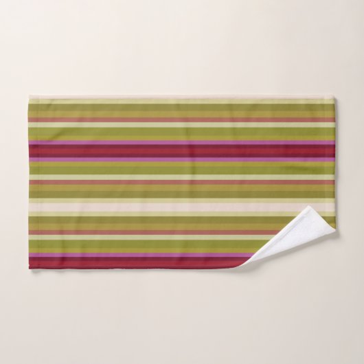 Bourgogne rose et vert olive (Serviette à main)