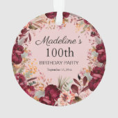 Bourgogne rose Floral 100e anniversaire Keepsaké (dos)