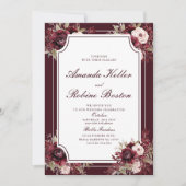 Bourgogne Rose Floral Élégant Mariage Invitation (Devant)