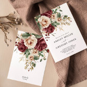 Bourgogne Rose Floral Faire-part de mariage