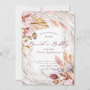 Bourgogne rose Floral Ivory Pampas Invitation Gras