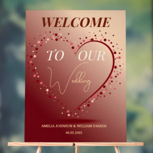 Bourgogne Rose Gold Coeur Confettis Mariage Bienve