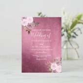 Bourgogne & Rose Gold Floral Wedding Invitation (Debout devant)