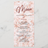 Bourgogne & Rose Gold Marblé Moderne Mariage Menu (Devant)