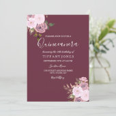 Bourgogne rose & Rose Gold Quinceanera Invitation (Debout devant)