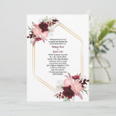 Bourgogne rose Roses Gold Frame Faire-part de mari (Debout devant)