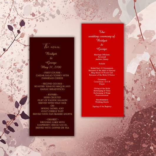 Bourgogne + rouge clair menu & programme carte mar