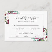 Bourgogne rouge fleurit Boho Wedding RSVP Meal Cho (Devant)